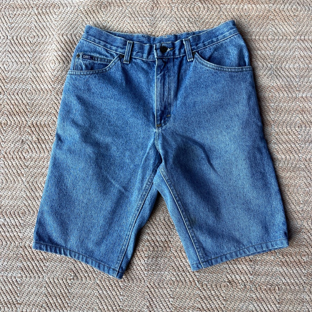 Blue wash denim shorts by Lee